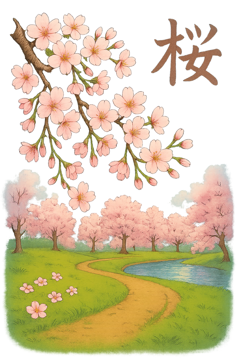 春の桜 ユニセックスTシャツ — 前面