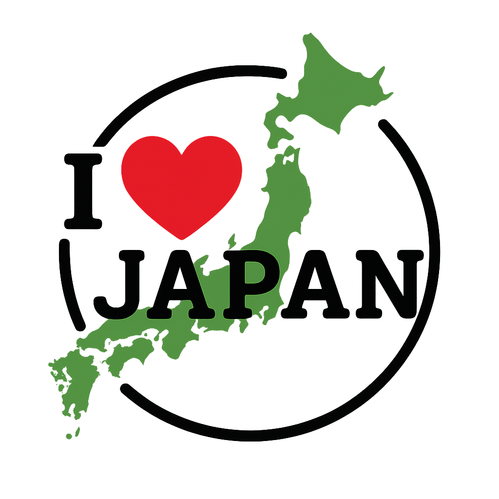 日本地図と「I Love Japan」 ユニセックスTシャツ — 前面