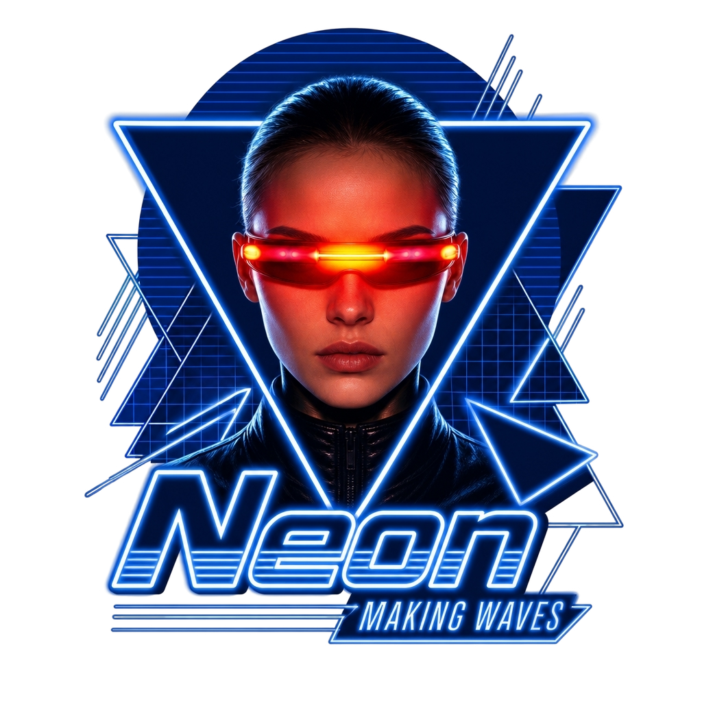 Neon " in bold retro-style font at the bottom. " Poster - Official posters merchandise