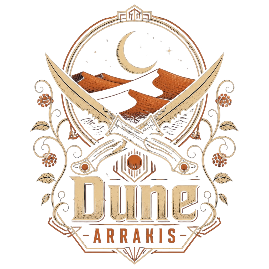 Dune " in bold, vintage-styled text beneath the emblem with " Poster - Official posters merchandise