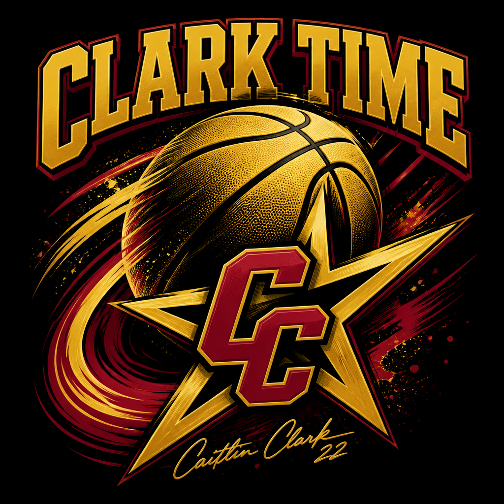 Caitlin Clark " logo intersecting. Text/lettering: " Poster