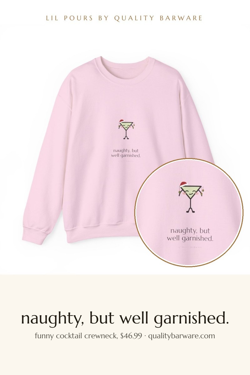 Martini Christmas sweatshirt, cheeky holiday gift for her