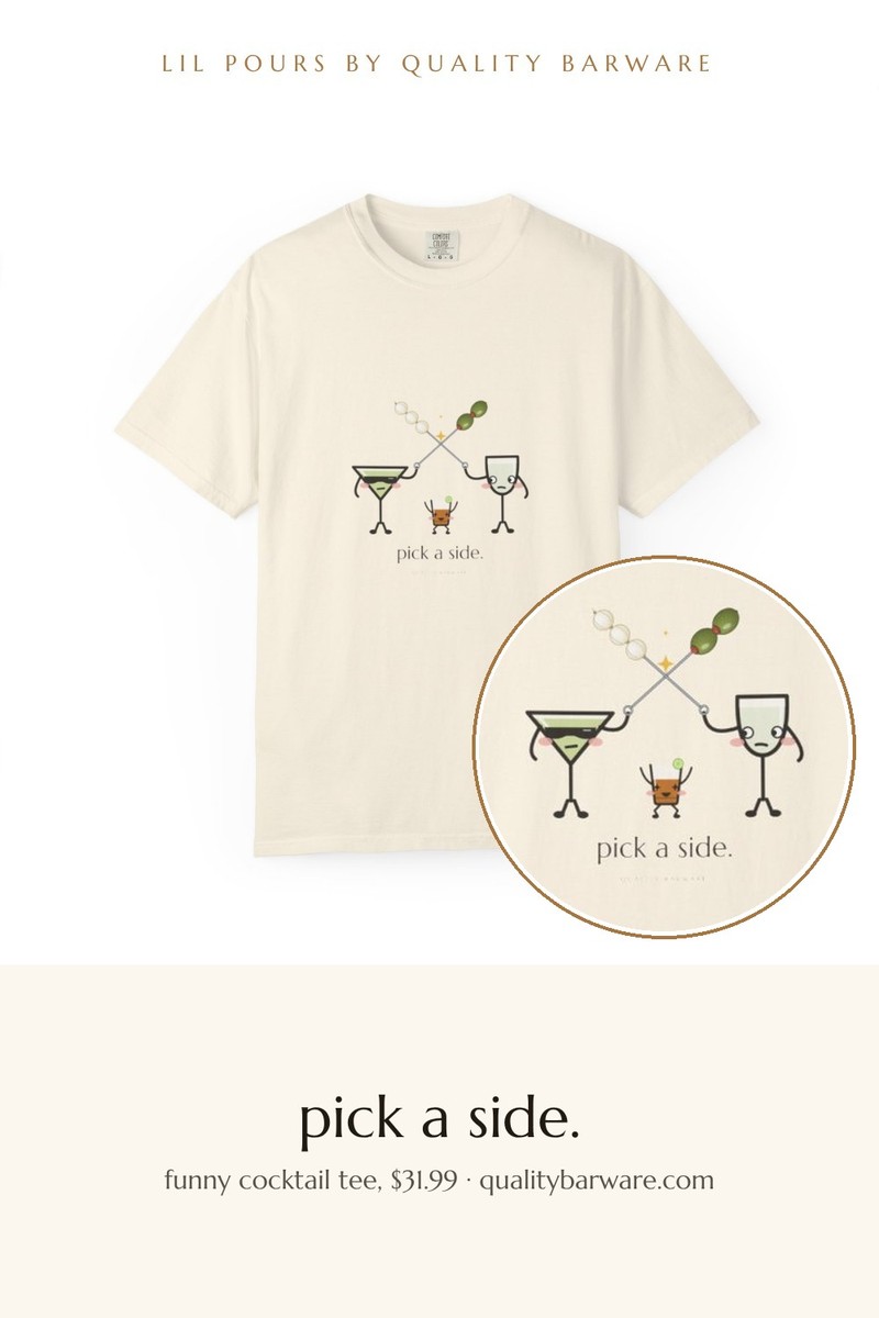 Funny martini shirt, olive vs onion, pick a side