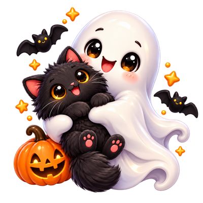 Ghost with fluffy kitten