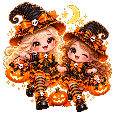 Witch sisters at night