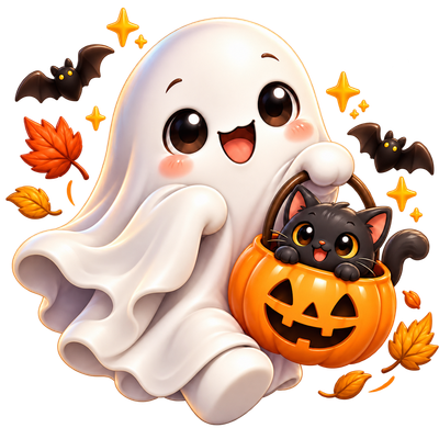 Ghost with pumpkin basket