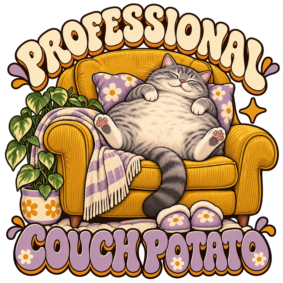 Couch Potato: completed illustration with an example animal