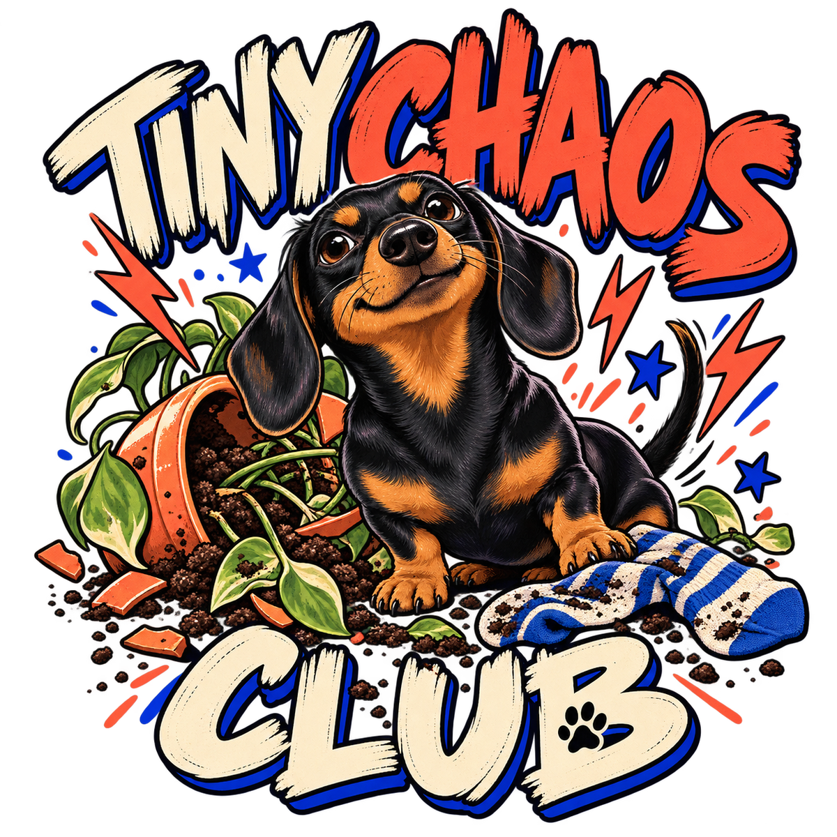 Tiny Chaos Club: completed illustration with an example animal