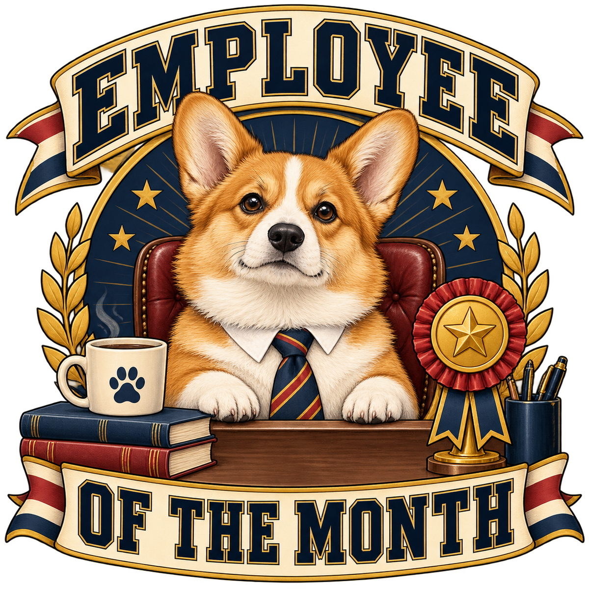Employee of the Month: completed illustration with an example animal