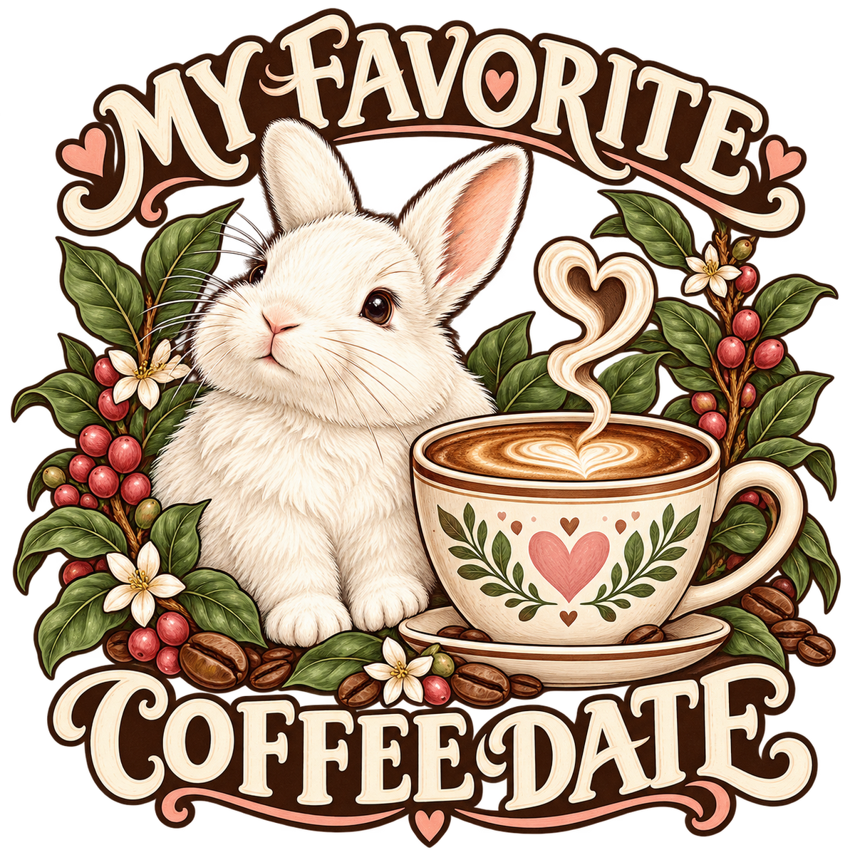 Coffee Companion: completed illustration with an example animal